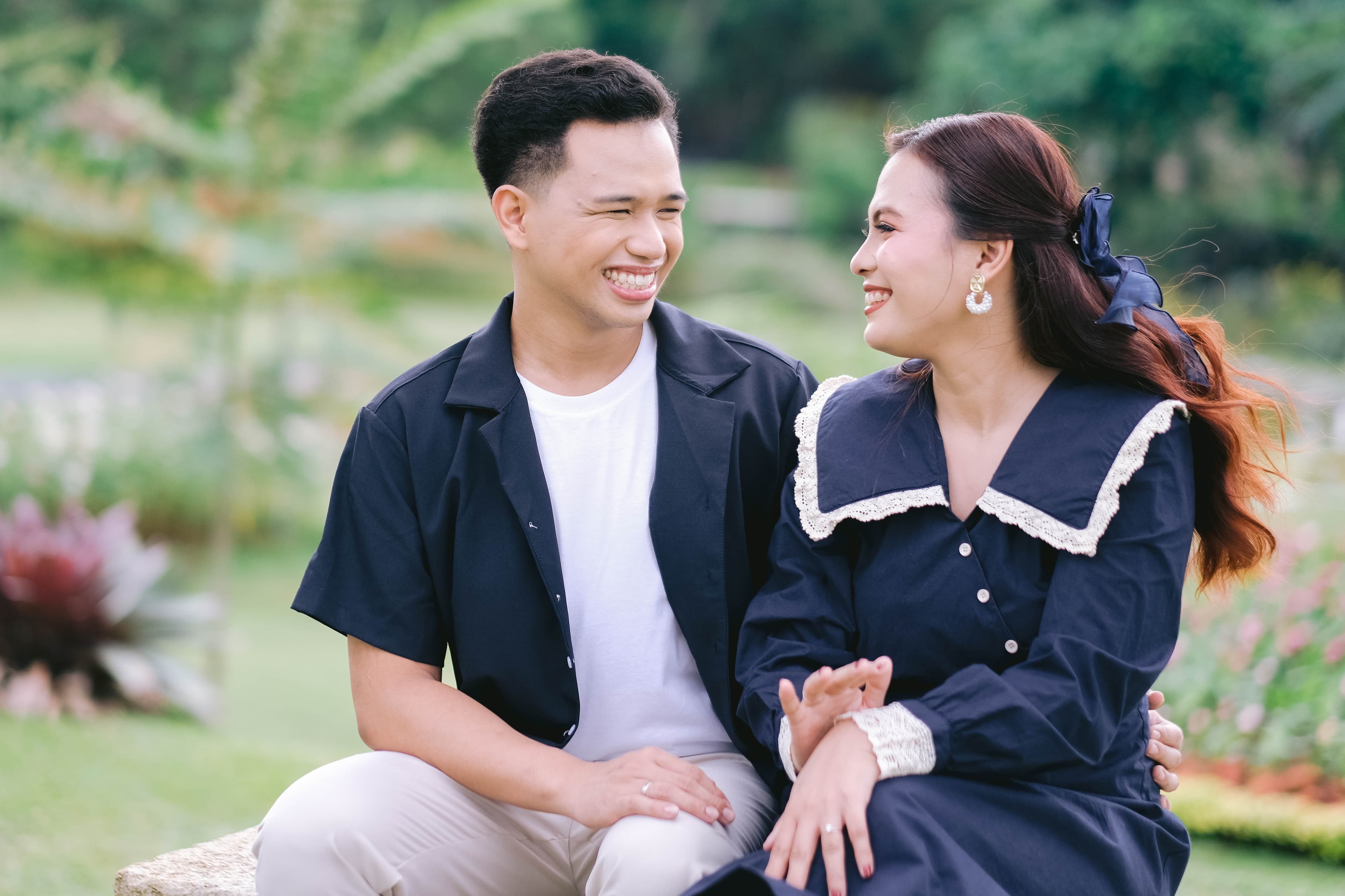 Angelo and Kathleen, a close portrait in the garden